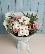 Букет цветов из:  Розы, Лизиантусы и Хризантемы в Верхнем Мамоне