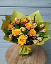 Букет цветов из:  Альстромерии и Розы #REPLACE_PRED# Верхнем Мамоне