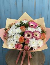 Букет цветов из:  Розы, Герберы и Хризантемы #REPLACE_PRED# Верхнем Мамоне