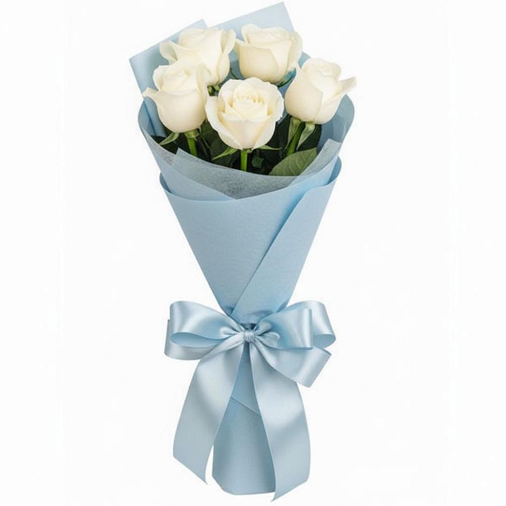 Букет 5 Белых роз Проуд в Верхнем Мамоне