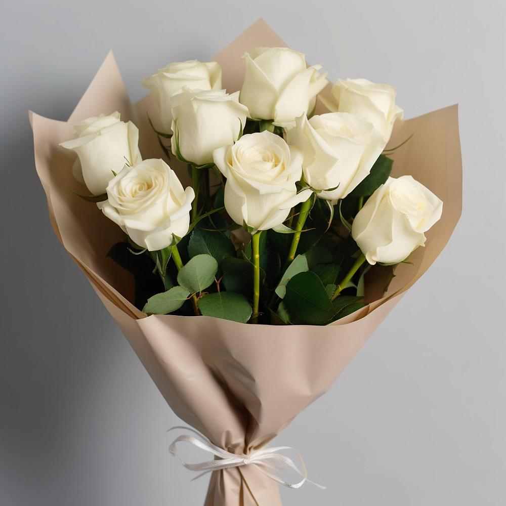 Букет 9 Белых роз Эдлесс Лав в Верхнем Мамоне