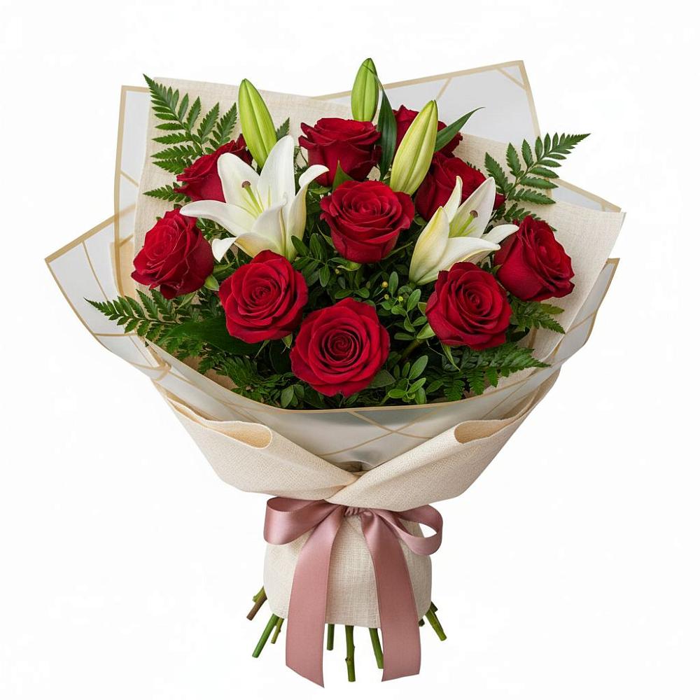 Букет цветов из: Лилии и Розы в Верхнем Мамоне