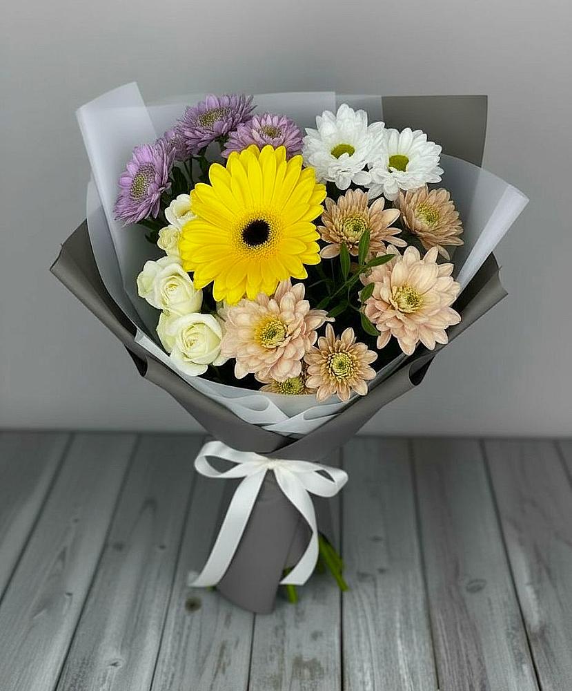Букет цветов из: Розы, Герберы и Хризантемы в Верхнем Мамоне