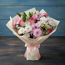 Букет цветов из:  Хризантемы, Альстромерии и Розы #REPLACE_PRED# Верхнем Мамоне