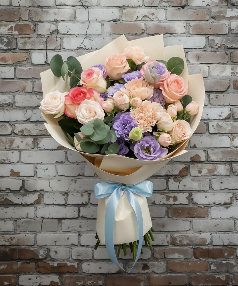 Букет цветов из: Розы, Лизиантусы и Гвоздики в Верхнем Мамоне