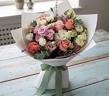 Букет цветов из:  Розы, Лизиантусы и Гвоздики в Верхнем Мамоне