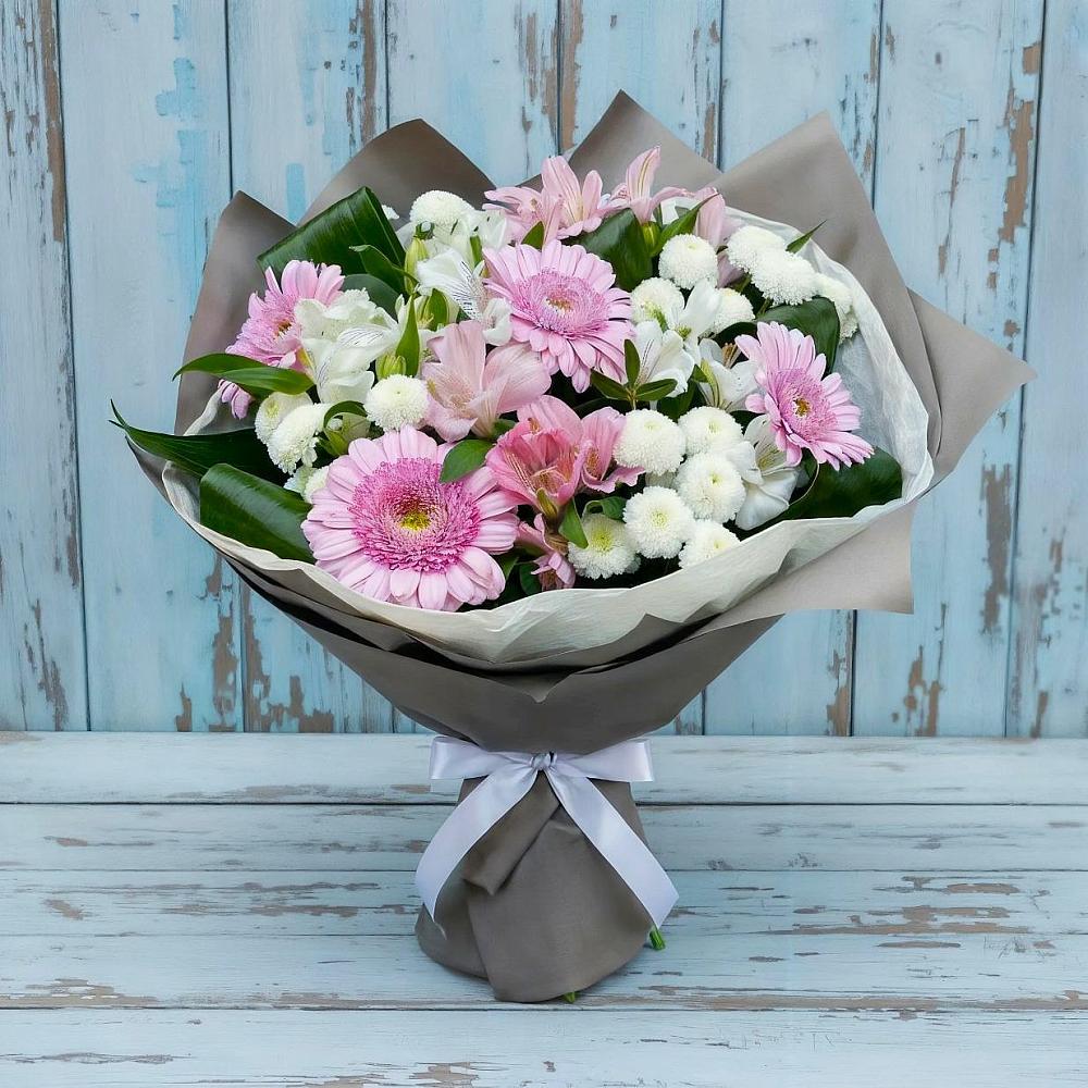 Букет цветов из: Герберы, Альстромерии и Хризантемы в Верхнем Мамоне