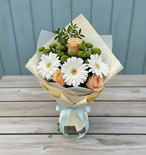 Букет цветов из:  Герберы, Розы и Хризантемы в Верхнем Мамоне