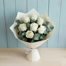 Букет Белые розы в Эвкалипте #REPLACE_PRED# Верхнем Мамоне