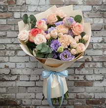Букет цветов из:  Розы, Лизиантусы и Гвоздики в Верхнем Мамоне