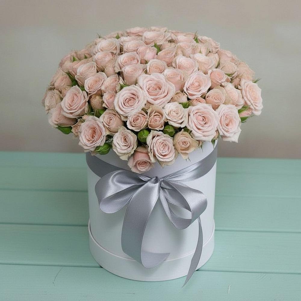 Цветочная композиция из Розы в шляпной коробке в Верхнем Мамоне